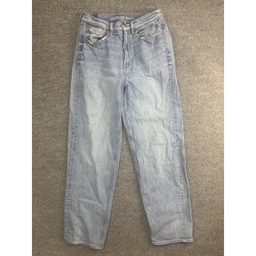 American Eagle Baggy Jeans Womens 6 Light Wash High Rise‎ Straight 30x27.5